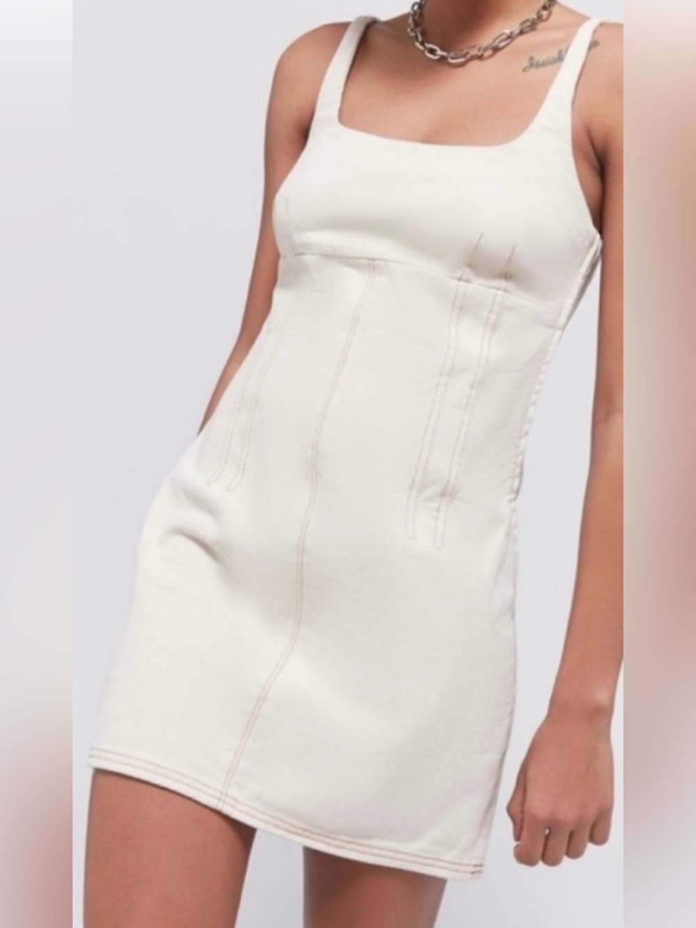 BDG Cream Denim Tank Bodycon Mini Dress Women’s Size S